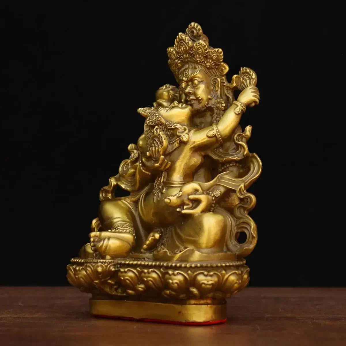 Feng Shui Copper God of Wealth Ornament Tantric Tibetan Five Surnames Home Statue