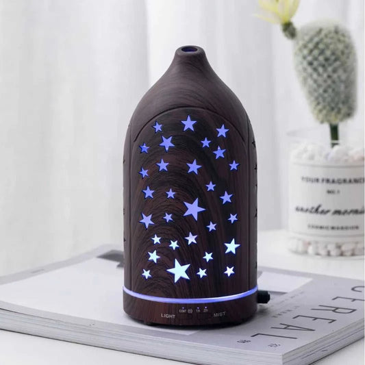  Humidifier with 7 colors LED light 360 ° rotary hollow aromatherapy machine for bedroom humidifier mist spray office wood grain 12000049308404480 30 $ Shop1104653117 Store Stew's Incense