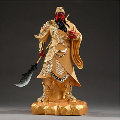 Buddhist Deity Guan Gong Statue - God of Wealth Home Decor Ornament Domineering Buddhism Figurine Guan Yu Worship Idol