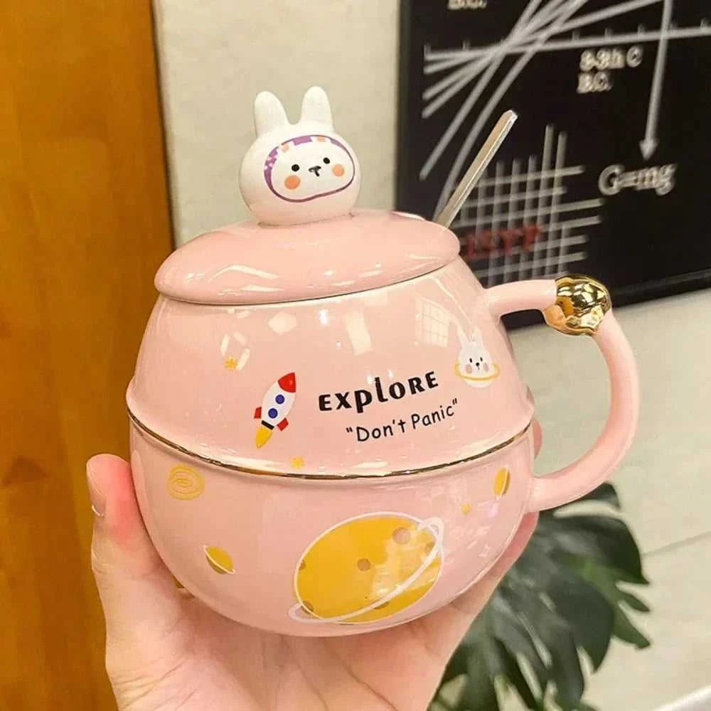 Mug 500ML Space Cartoon Coffee Mug with Lid ONFY060524CMC3-ASNT-PNK 46 $ Mugs Onetify Stew's Incense