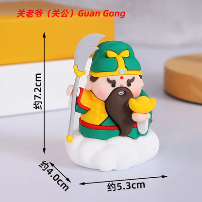 Chinese Deity Figurines Desk Organizer Creative Car Interior Zen Decor Office Stress Relief Ornament Car/Buddha Shrine Decor