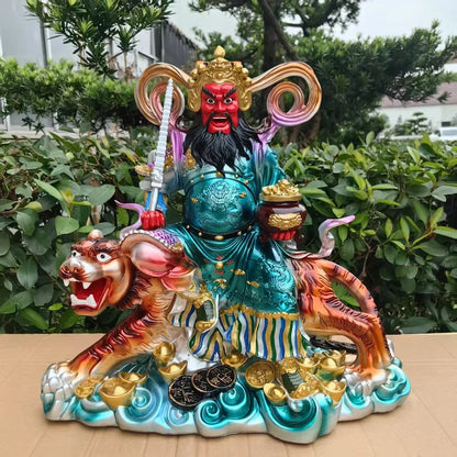 Lucky Resin God of Wealth Zhao Gongming Statue of Tiger Statue Buddha Home Offering