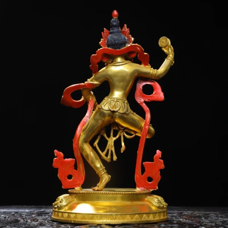 Nepal Gilded Copper Machig Labdron Statue - Wisdom Dakini Tibetan Buddhist Deity - Tantric Chod Lineage Figure (21cm / 8.3")