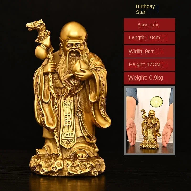 Copper God of Fortune and Longevity God of Wealth Statue Longevity Star Nafu Home Decor
