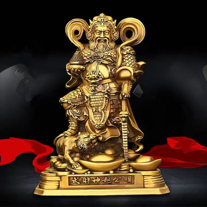 Feng Shui copper Zhao Gongming Ornament Home Living Room Decor Wu Cai God Standing Statue