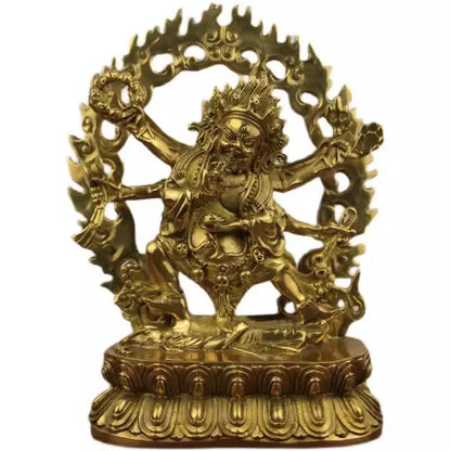 Copper Six-armed Maha Gala Daiheitian God of Fortune Statue Buddha Statue Ornaments