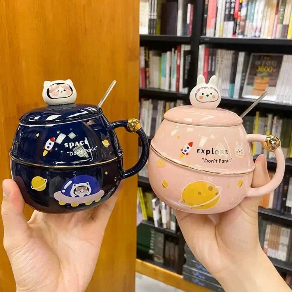 Mug 500ML Space Cartoon Coffee Mug with Lid ONFY060524CMC3-ASNT-PNK 46 $ Mugs Onetify Stew's Incense