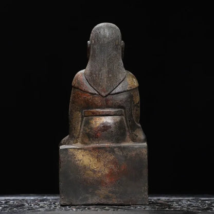 Hand-Cast Premium Pure Copper Zhenwu Emperor Statue - 17.7" Antique Bronze Taoist Deity Figurine for Home Temple Altar Feng
