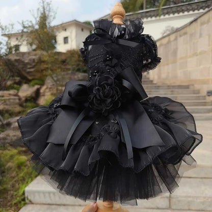 Luxury Fine Luxury Pet Dog Clothes Fashion High-end Handmade Cotton Lace Bow Princess Dress For Small Medium Dog Chihuahua Puppy Skirts 14:175#Black-long dress;5:361385 150 $ Pet Lovers Shop All Products Fashioned Furbabies Stew's Incense