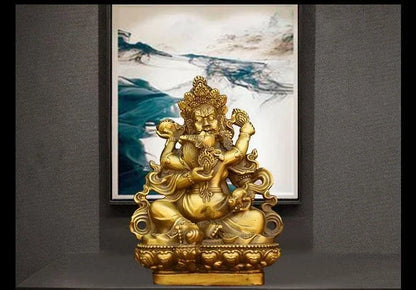Feng Shui Copper God of Wealth Ornament Tantric Tibetan Five Surnames Home Statue