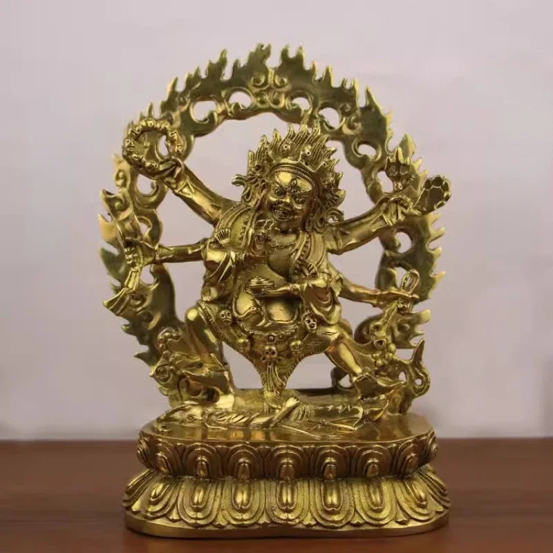 Copper Six-armed Maha Gala Daiheitian God of Fortune Statue Buddha Statue Ornaments