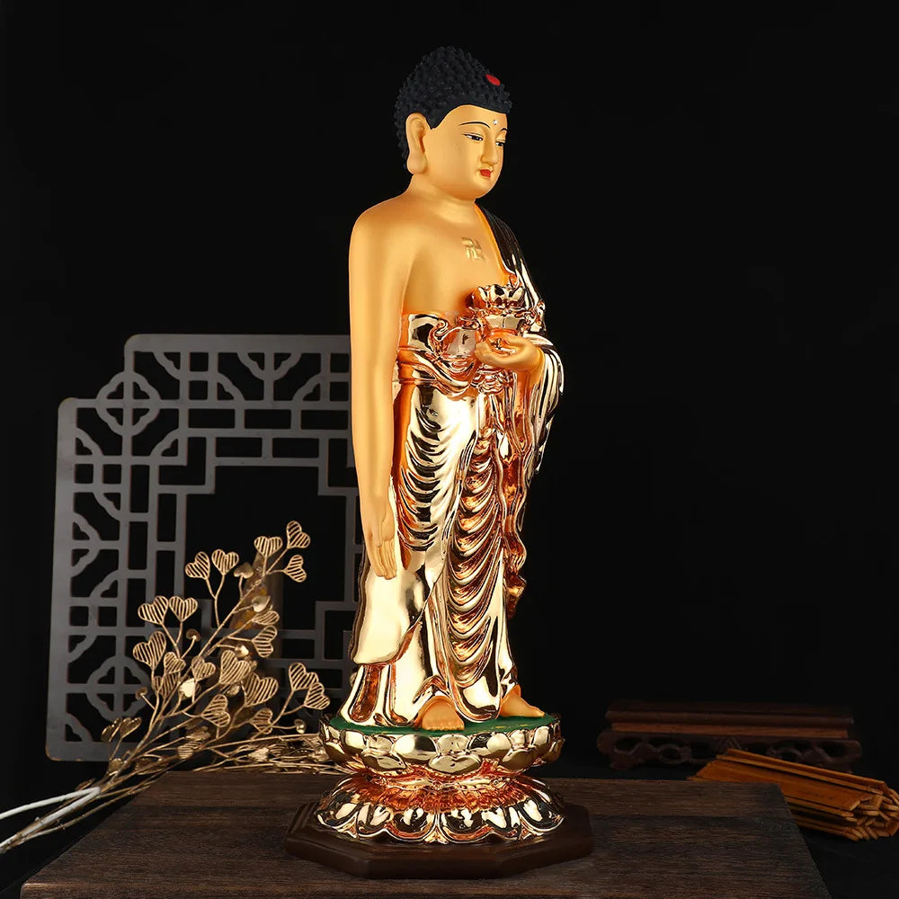Standing Resin Buddha Statue Home Living Enshrinement God Statue Ornament