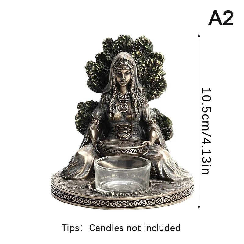 Ancient Rome Sitting Statue Sculpture Celtic God Candles Holder Mythology Goddess Desktop Home Decor Crafts Figurine