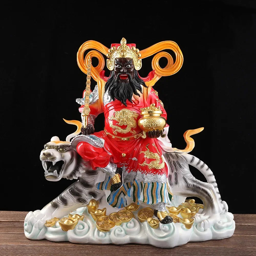 Lucky Resin God of Wealth Zhao Gongming Statue of Tiger Statue Buddha Home Offering