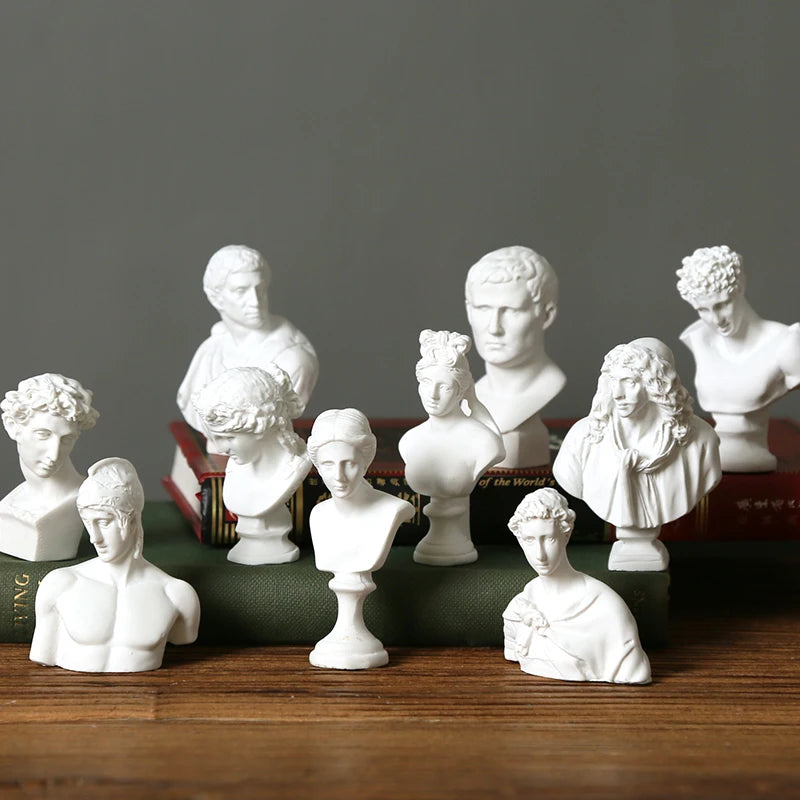 Greek Mythology God Goddess Hero David Venus Mozart Bust Figurine Sculpture Statue Plaster Sketch Practice Model Room Decoration