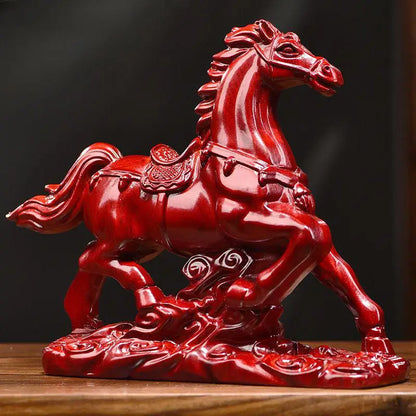 2026 Horse Year Wealth Success Decor Wooden Red Horse Figurine Ornament Wooden Animal Statue Symbolizing Good Luck Decor