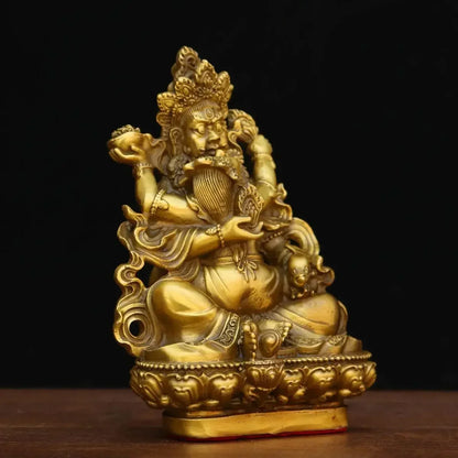 Feng Shui Copper God of Wealth Ornament Tantric Tibetan Five Surnames Home Statue