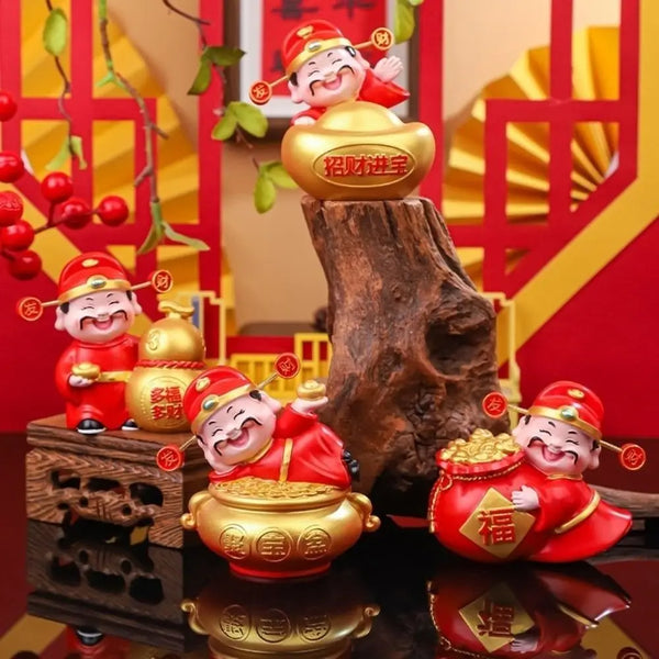 God of Wealth 2026 Horse Year Mascot Resin Table Decoration God of Wealth Figurines Statue Car Decor Car Interior Ornament