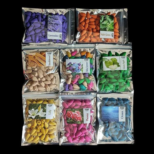  50pcs/bag Natural backflow incense cones Sandalwood Lavender Mixed scents for home waterfall incense smoke Reflux Tower Incense 12000045861471215 7 $ Shop1104310414 Store Stew's Incense