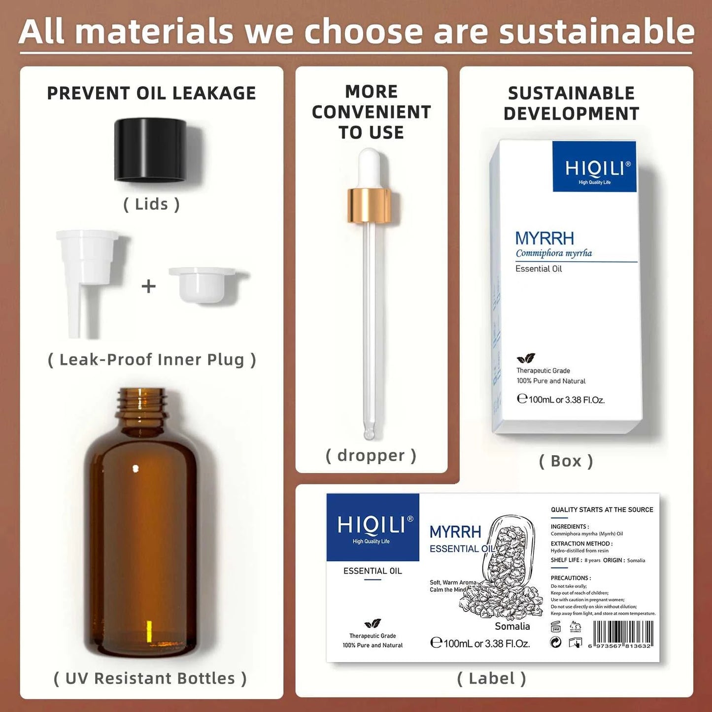  HIQILI 100ML Myrrh Essential Oils,100% Pure Nature for Aromatherapy, Diffuser, Humidifier, Massage, Relieving Stress, Fragrance 12000027053018006 16 $ HIQILI HIQILI Official Store Stew's Incense