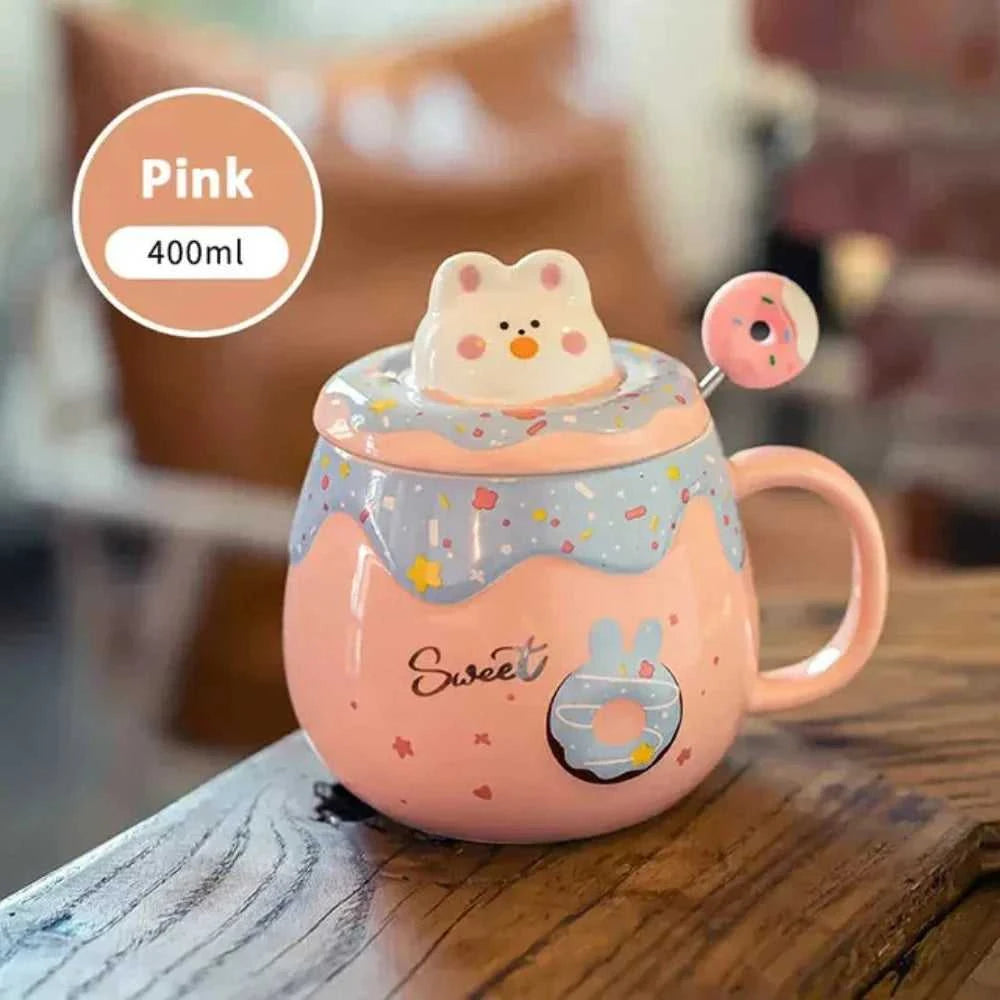Mug Cartoon Donut Kitten Theme Mug with Lid ONFY060524CMA1-BLU 36 $ Hem Onetify Stew's Incense