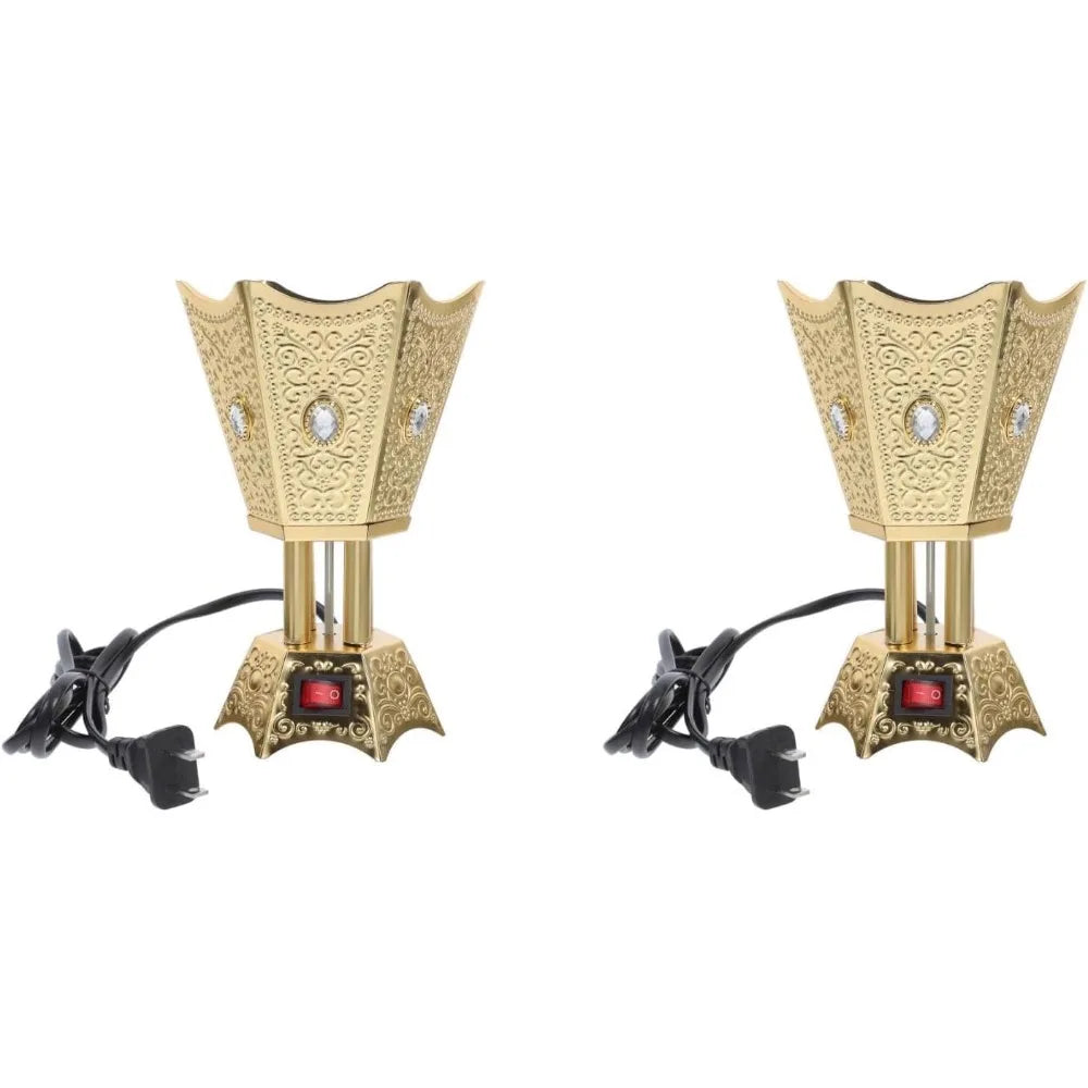 2pcs Electric Incense Burner Plug-in Incense Holder Oud Frankincense Resin Burner Retro Burner Ornament Arabic Decor Aroma Burne