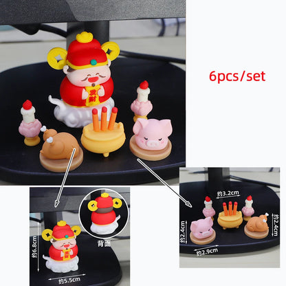 Chinese Deity Figurines Desk Organizer Creative Car Interior Zen Decor Office Stress Relief Ornament Car/Buddha Shrine Decor