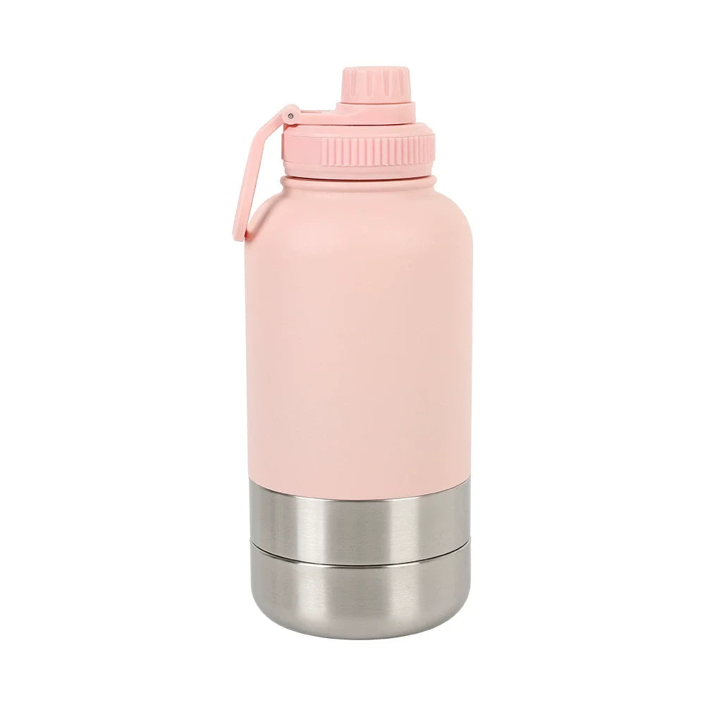 32 oz Portable Stainless Steel Pet Feeder 3-in-1 Style Outdoor Travel Bowl with Insulated Dog Water Bottle