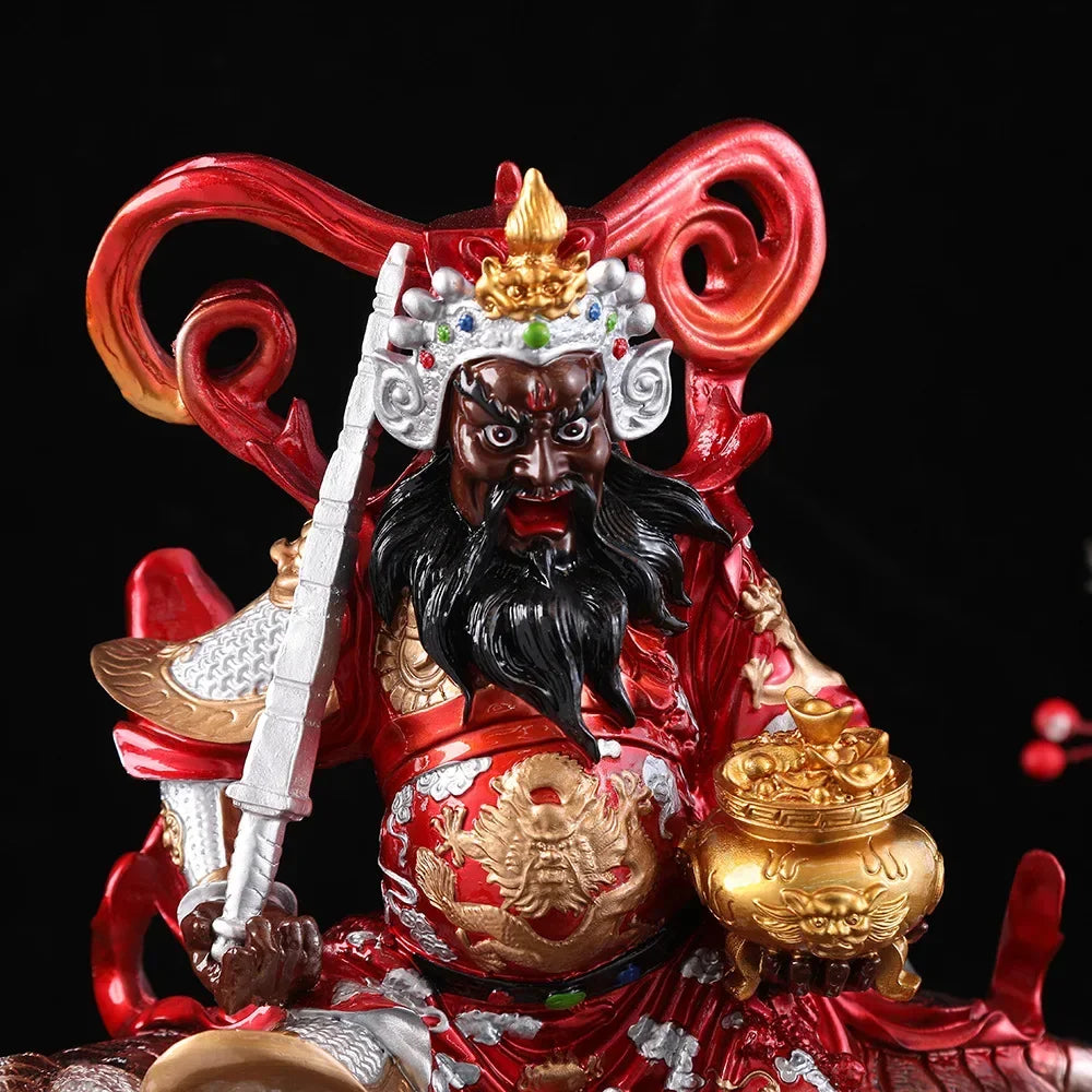 Lucky Resin God of Wealth Zhao Gongming Statue of Tiger Statue Buddha Home Offering
