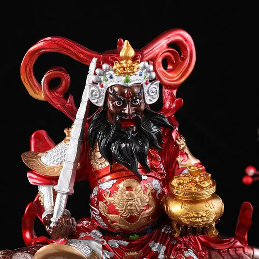 Lucky Resin God of Wealth Zhao Gongming Statue of Tiger Statue Buddha Home Offering
