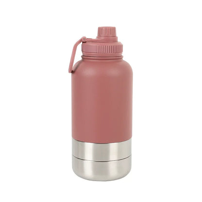 32 oz Portable Stainless Steel Pet Feeder 3-in-1 Style Outdoor Travel Bowl with Insulated Dog Water Bottle
