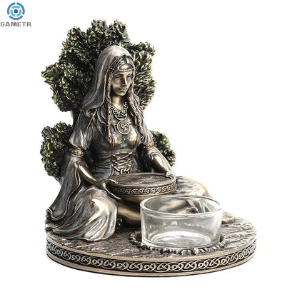 Ancient Rome Sitting Statue Sculpture Celtic God Candles Holder Mythology Goddess Desktop Home Decor Crafts Figurine