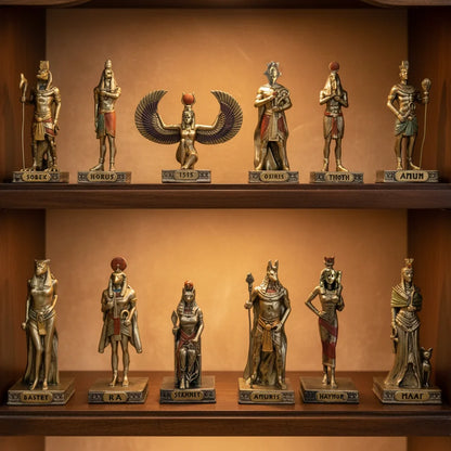12 pieces-1 set of ancient Egyptian deity statues in resin, perfect for showing.