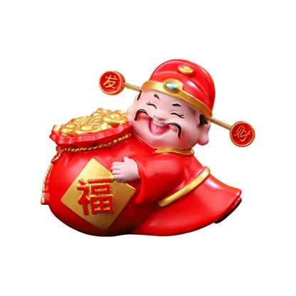 God of Wealth 2026 Horse Year Mascot Resin Table Decoration God of Wealth Figurines Statue Car Decor Car Interior Ornament