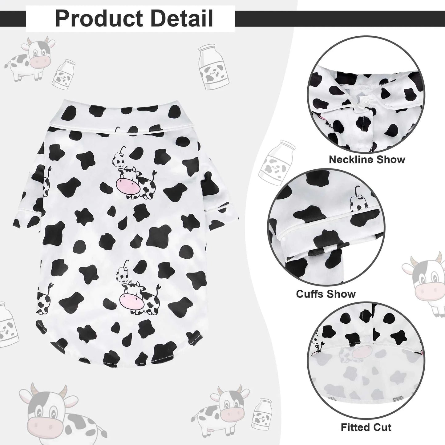 Pajamas Pet Pajama Set - Cute Animal Print Loungewear 1005009222710403-Cow Pattern-XXL 28 $ Pet Lovers Shop All Products Fashioned Furbabies Stew's Incense