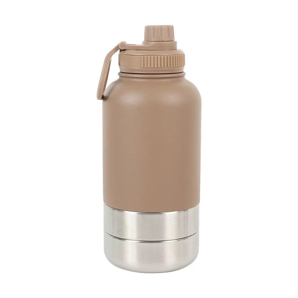 32 oz Portable Stainless Steel Pet Feeder 3-in-1 Style Outdoor Travel Bowl with Insulated Dog Water Bottle