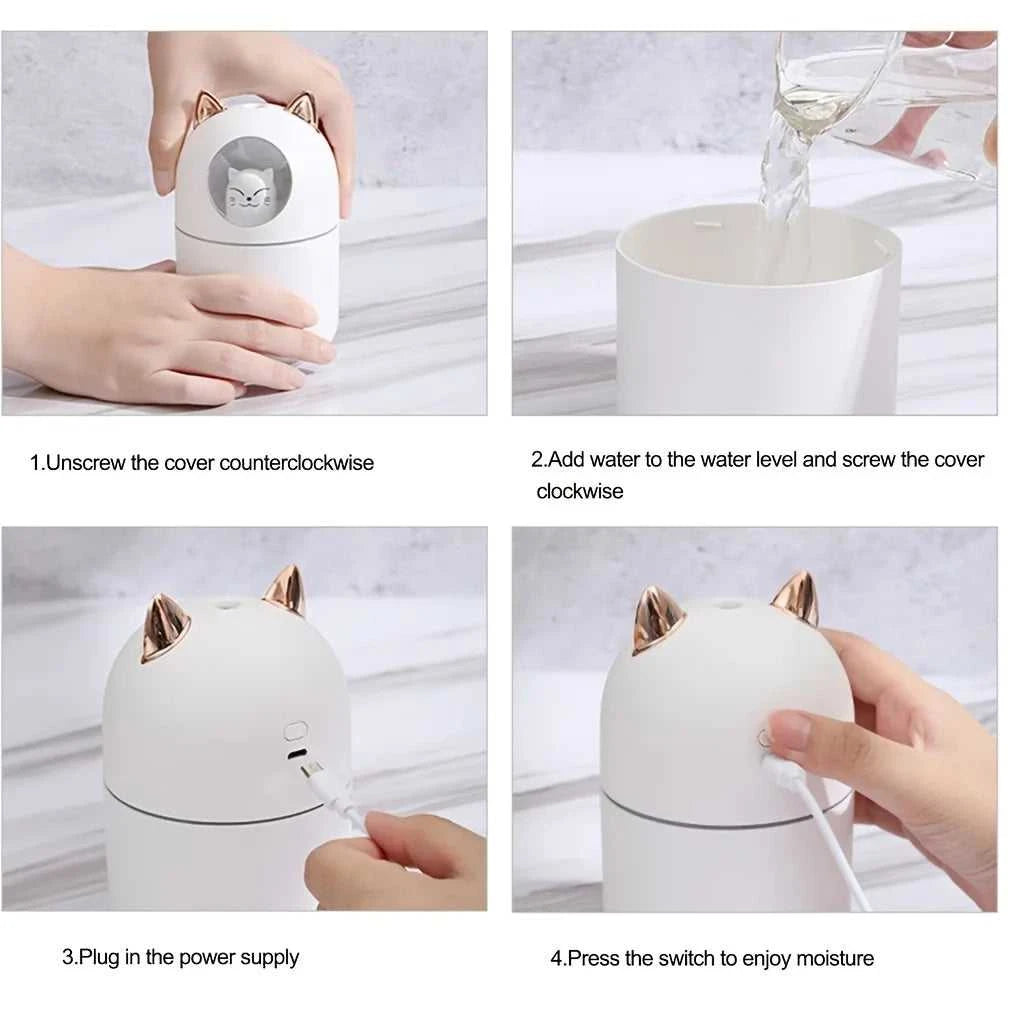  Mini 300ML USB Cat Humidifier Aroma Oil Diffuser Ultra Silent Household Bedroom Car Air Purifier with Cool Mist Light 12000050396194412 14 $ Home Gadgets Store Store Stew's Incense