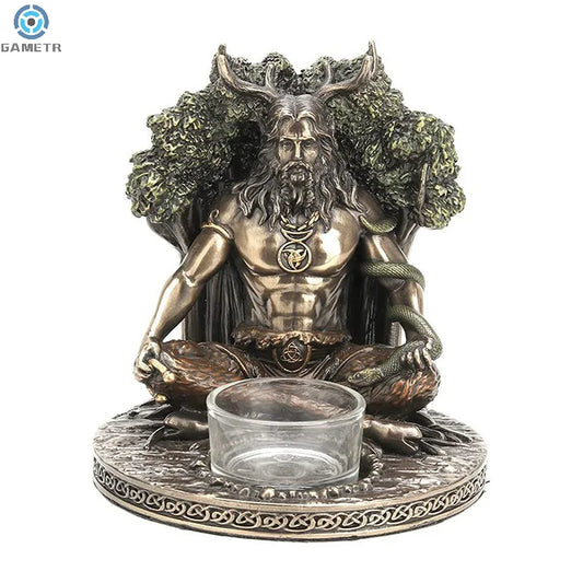 Ancient Rome Sitting Statue Sculpture Celtic God Candles Holder Mythology Goddess Desktop Home Decor Crafts Figurine