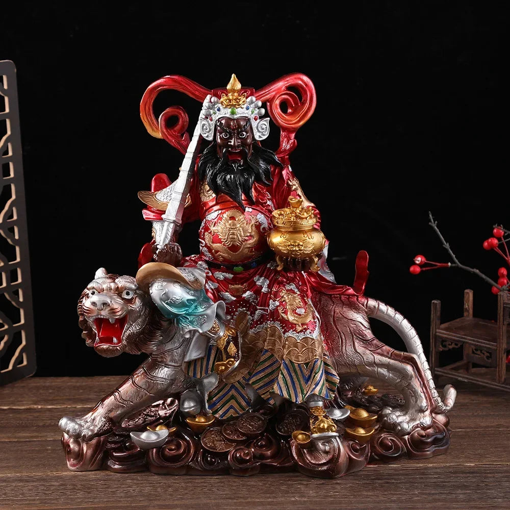 Lucky Resin God of Wealth Zhao Gongming Statue of Tiger Statue Buddha Home Offering