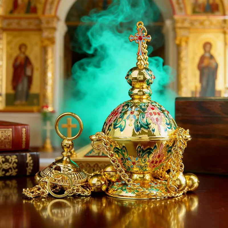 New 2026 Orthodox Church Incense Christian Hanging Incense Burner With Chain Mass Prayer Easter Orthodox Church Incense Burner