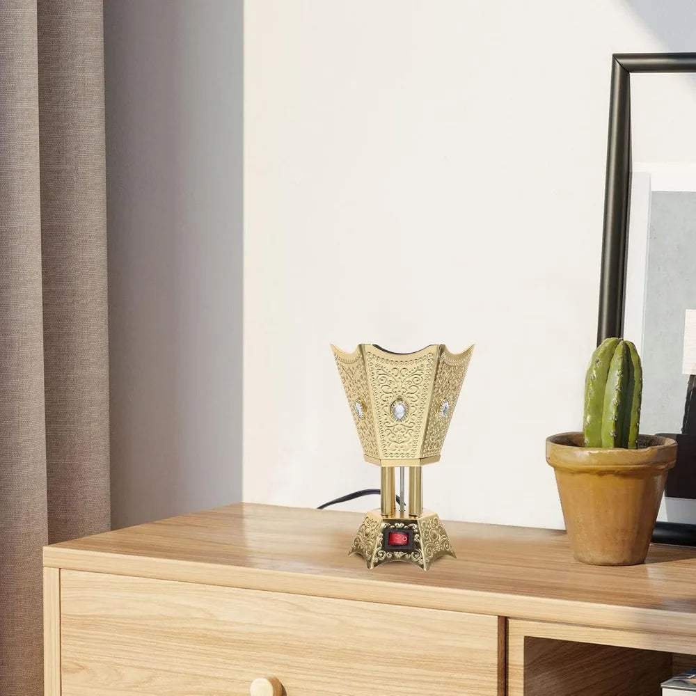 2pcs Electric Incense Burner Plug-in Incense Holder Oud Frankincense Resin Burner Retro Burner Ornament Arabic Decor Aroma Burne