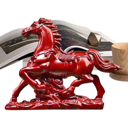 2026 Horse Year Wealth Success Decor Wooden Red Horse Figurine Ornament Wooden Animal Statue Symbolizing Good Luck Decor
