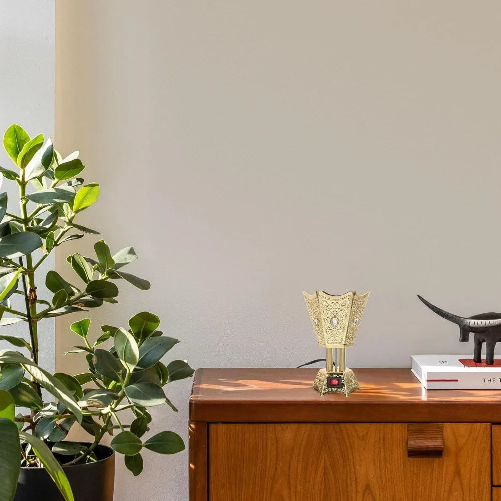 2pcs Electric Incense Burner Plug-in Incense Holder Oud Frankincense Resin Burner Retro Burner Ornament Arabic Decor Aroma Burne