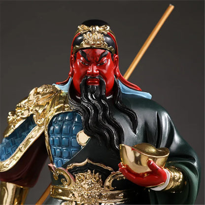 Buddhist Deity Guan Gong Statue - God of Wealth Home Decor Ornament Domineering Buddhism Figurine Guan Yu Worship Idol