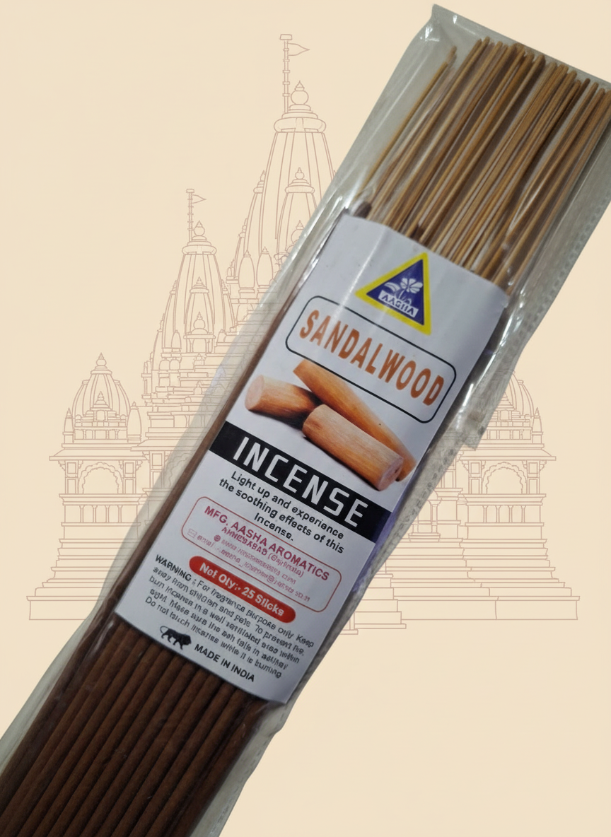 Aasha Sandalwood Jumbo Incense Sticks-16 Inch-25 Sticks