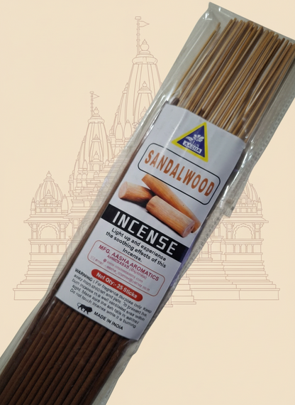 Aasha Sandalwood Jumbo Incense Sticks-16 Inch-25 Sticks