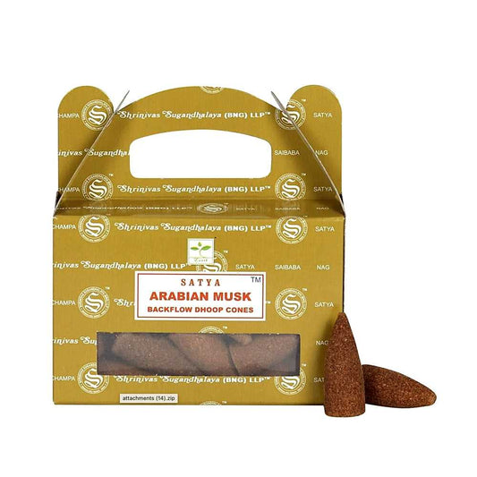 Incense Satya Arabian Musk Dhoop Backflow Cones 40324 4 $ Shop All The Witches Sage LLC Stew's Incense