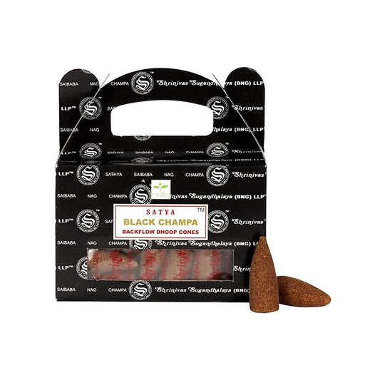 Incense Satya Black Champa Dhoop Backflow Cones 40326 4 $ The Witches Sage LLC Stew's Incense