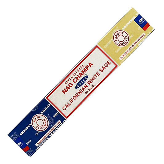 Incense Satya Nag Champa California White Sage Incense Sticks 16 gm ST256 1 $ Shop All The Witches Sage LLC Stew's Incense
