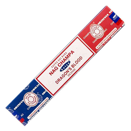 Incense Satya Nag Champa Dragon's Blood Incense Sticks 16 gm ST258 1 $ Shop All The Witches Sage LLC Stew's Incense